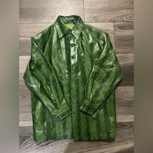 New with tags Nasty Gal size 6 green faux leather jacket with snakeskin print.